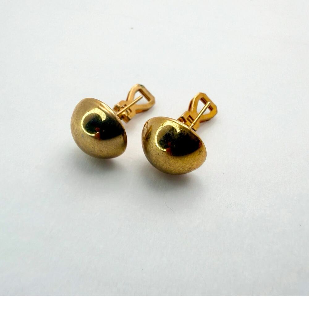 Vintage 80s Gold Tone Button Earrings Classic Minimalist Clip-On Post Combo